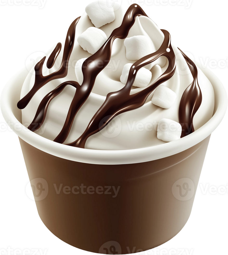 A cup of hot chocolate with marshmallows png