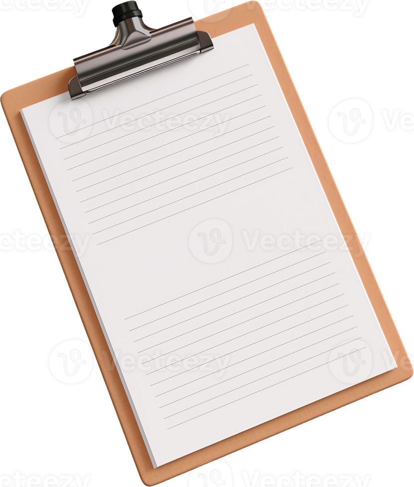 Clipboard with blank paper on it png