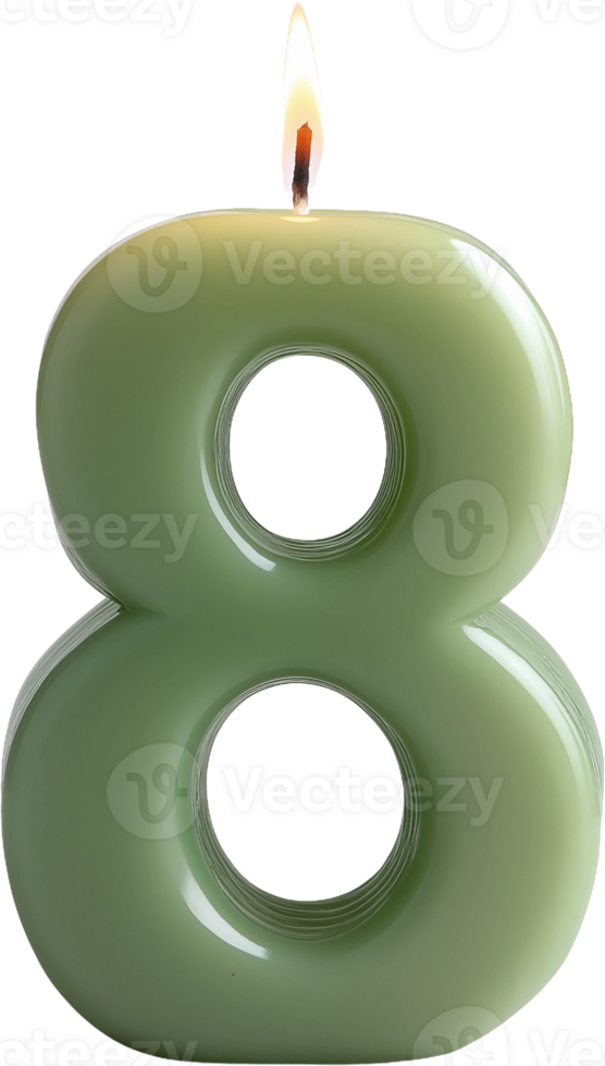 green candle candle number 8 png