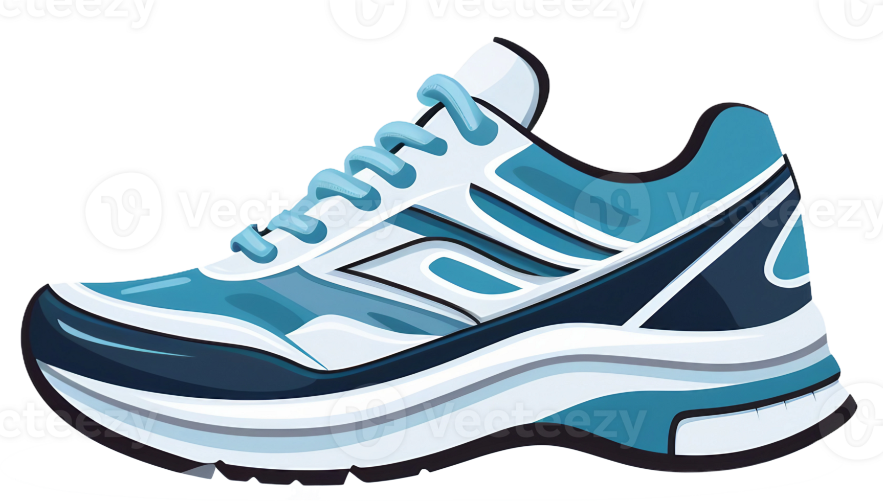 A cartoon blue running shoe png
