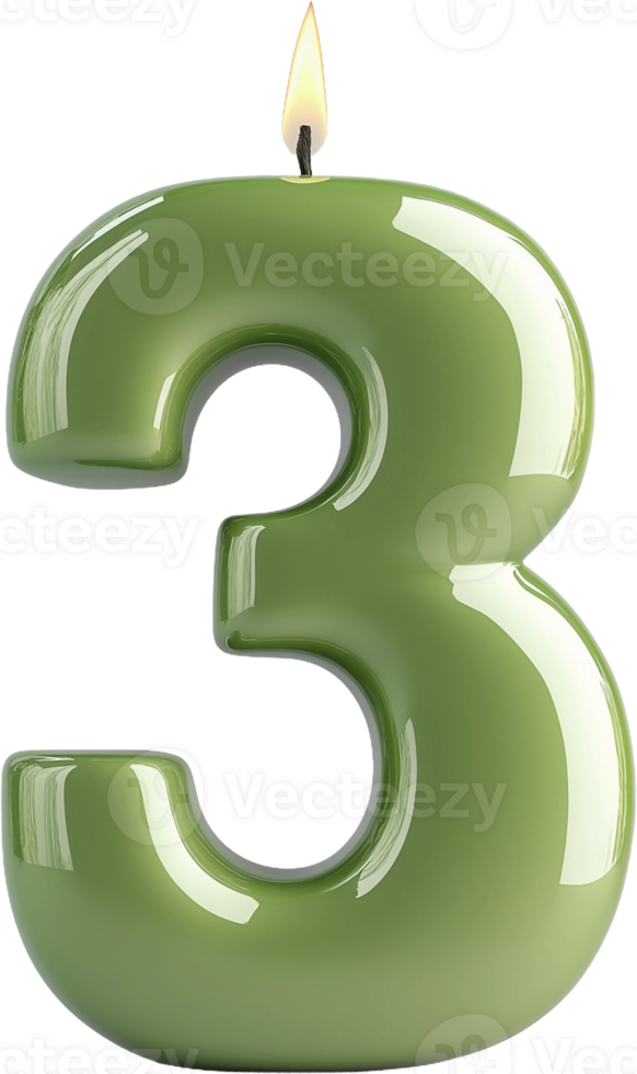 green candle number 3 png