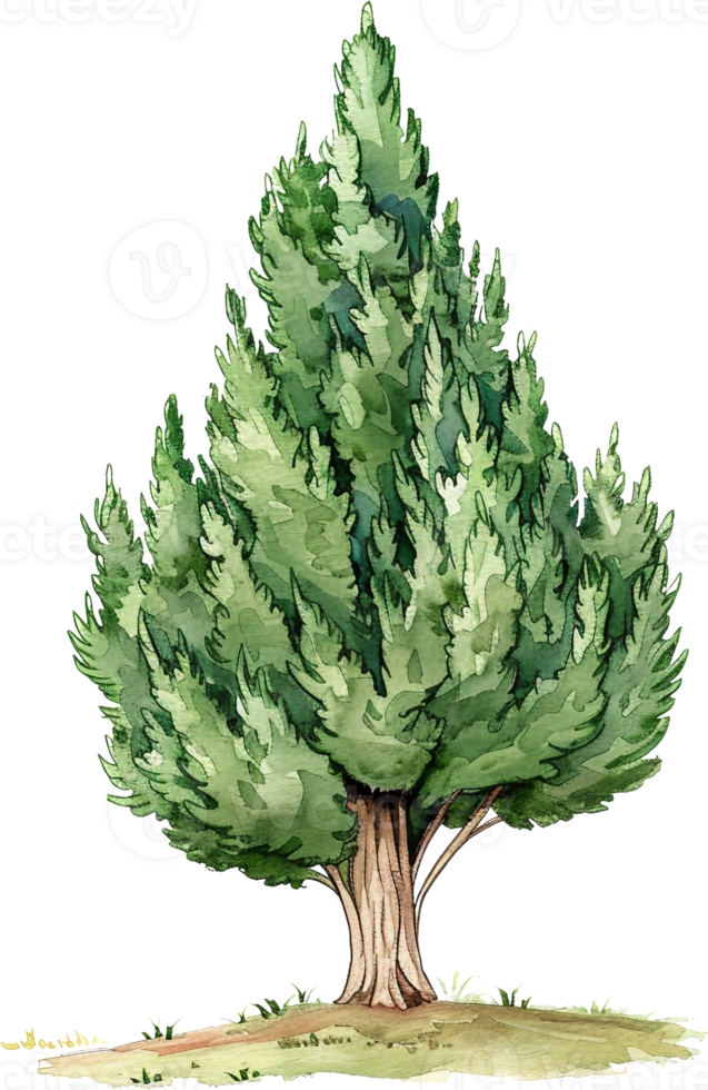 A tree with green leaves on a grassy field png