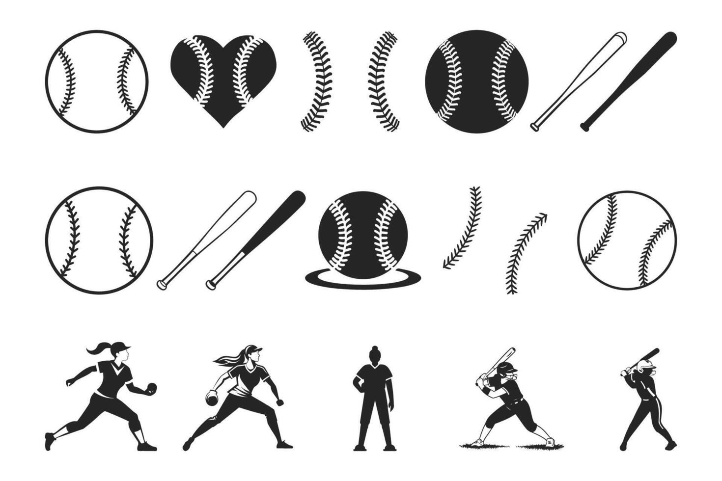 Softball icons set, illustration vector