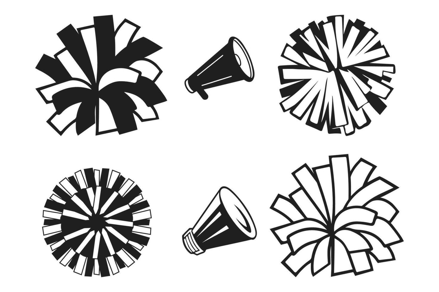 A set of four black and white pom poms vector
