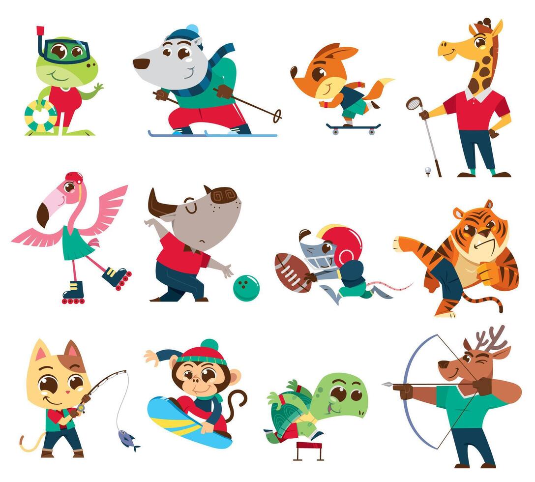 Animals Sports Character cartoon. Animals player vector