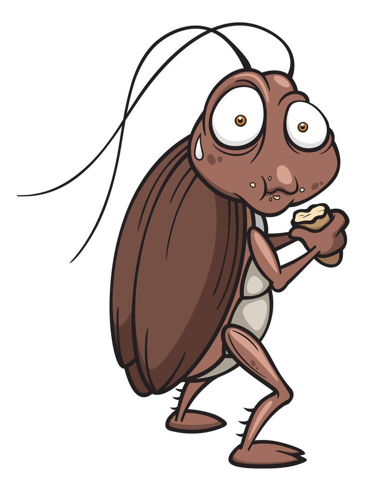 a cartoon drawing of a cockroach eating vector