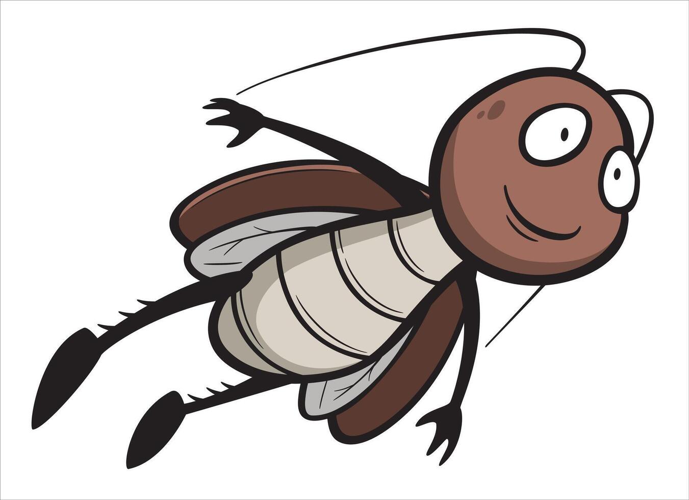 a cartoon drawing of a cockroach flying vector
