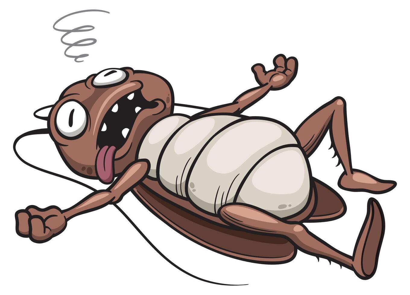 a cartoon drawing of a cockroach dead vector