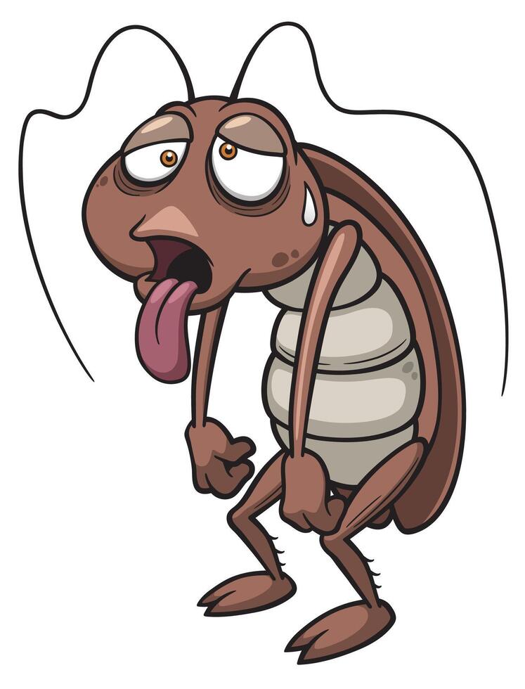 a cartoon drawing of a cockroach hungry vector