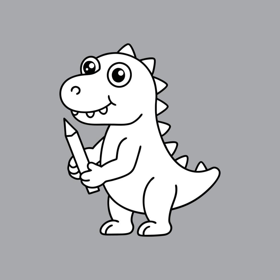A dinosaur holding a pencil and coloring book vector