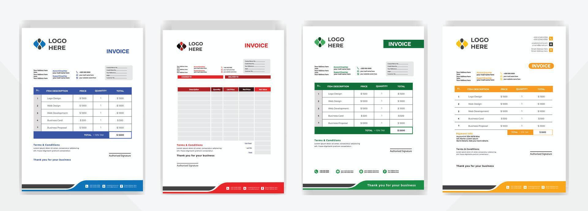 professional creative Invoice template design for your business vector