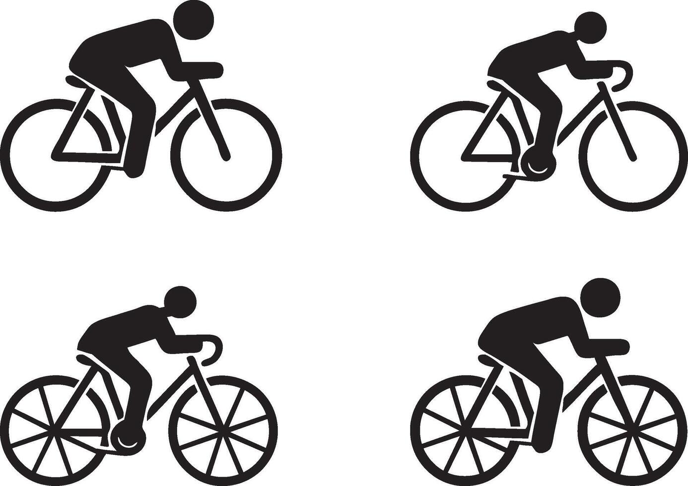 Cycle Riding Silhouettes illustration vector