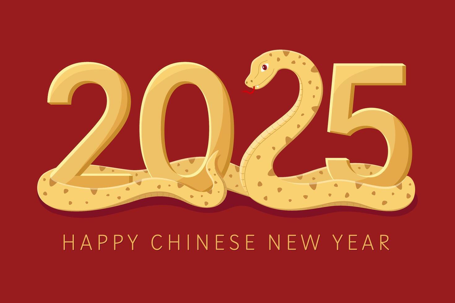 Chinese New Year. Year of the snake. Golden snake on red background, symbol of the year. Lunar