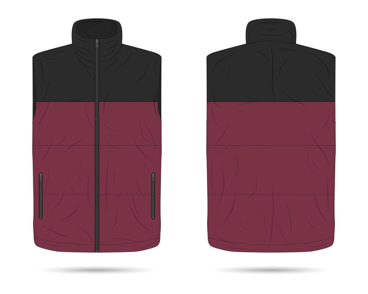 Padded vest mockup front and back view vector