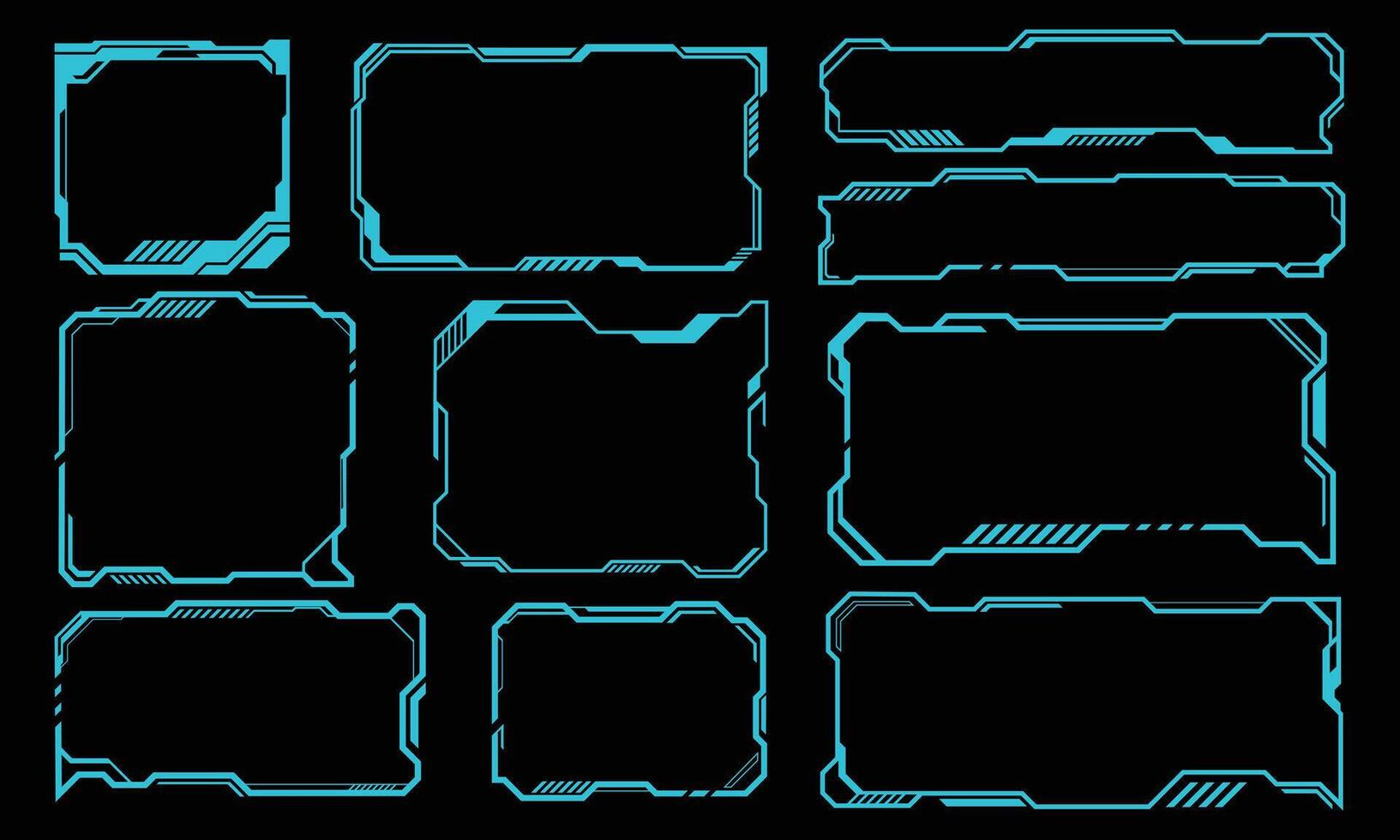 Collection of different abstract futuristic hud borders vector