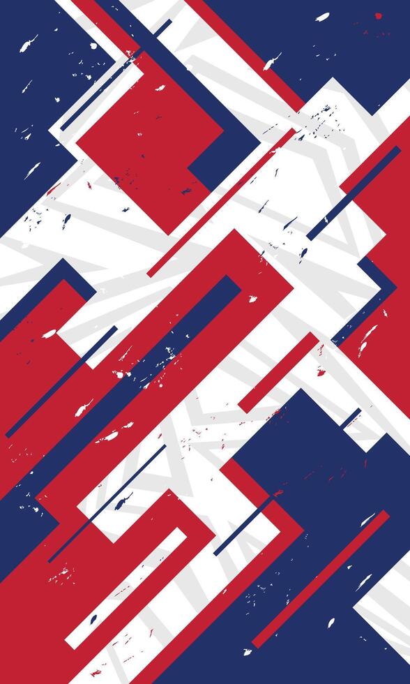 Red blue and white background abstract geometric shapes for sublimation jersey printing vector