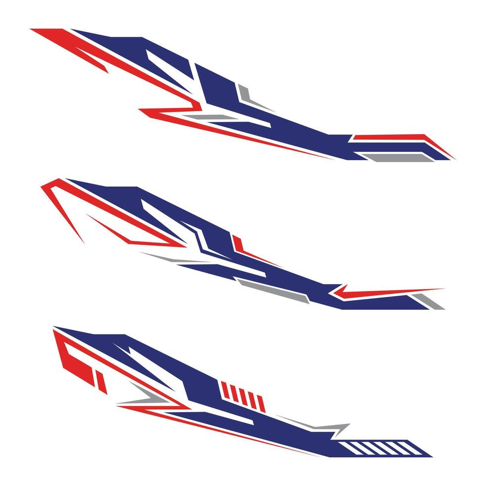 Set of abstract geometric stripes vehicle wrap stickers vector