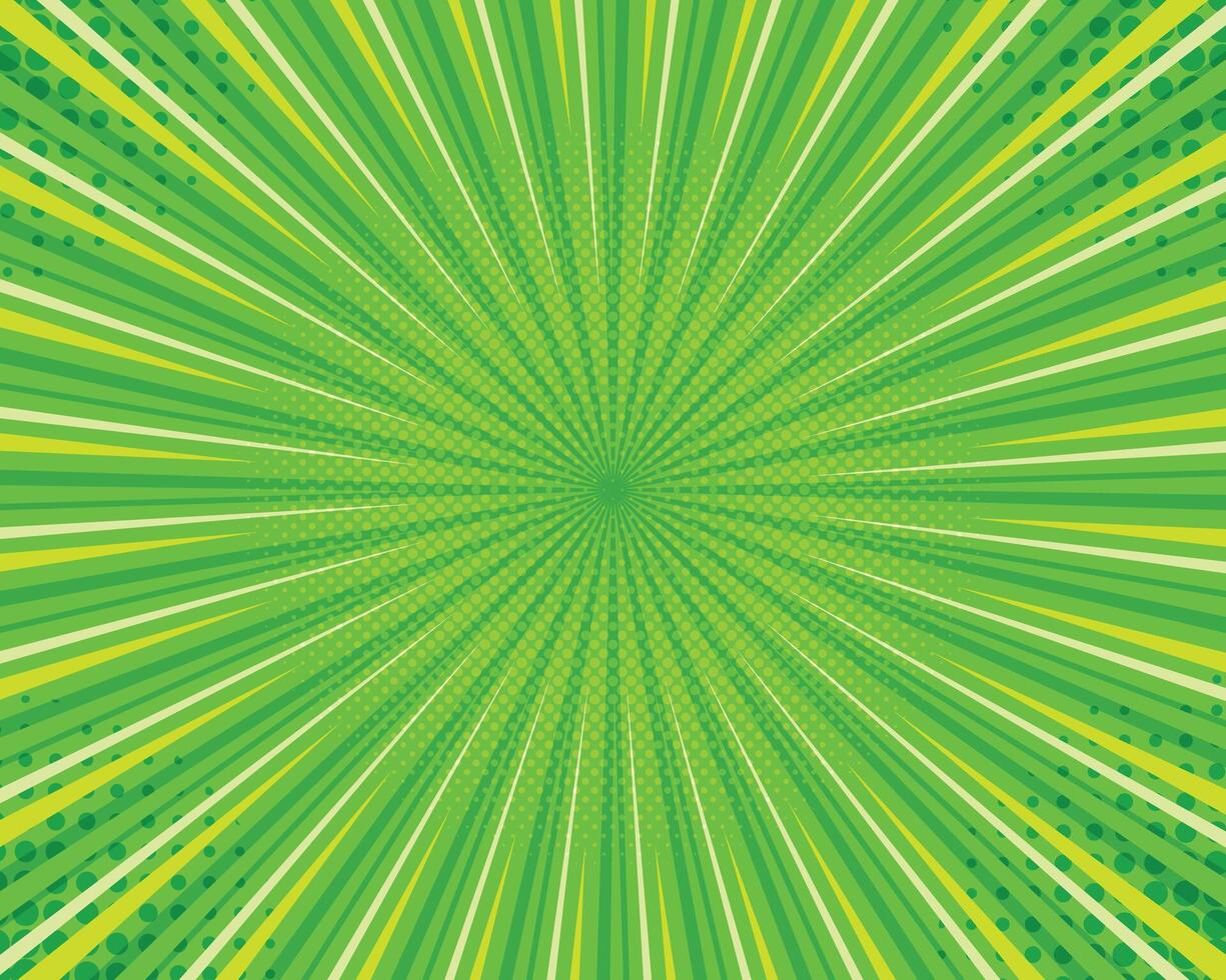 Abstract radial green stripes comic background vector