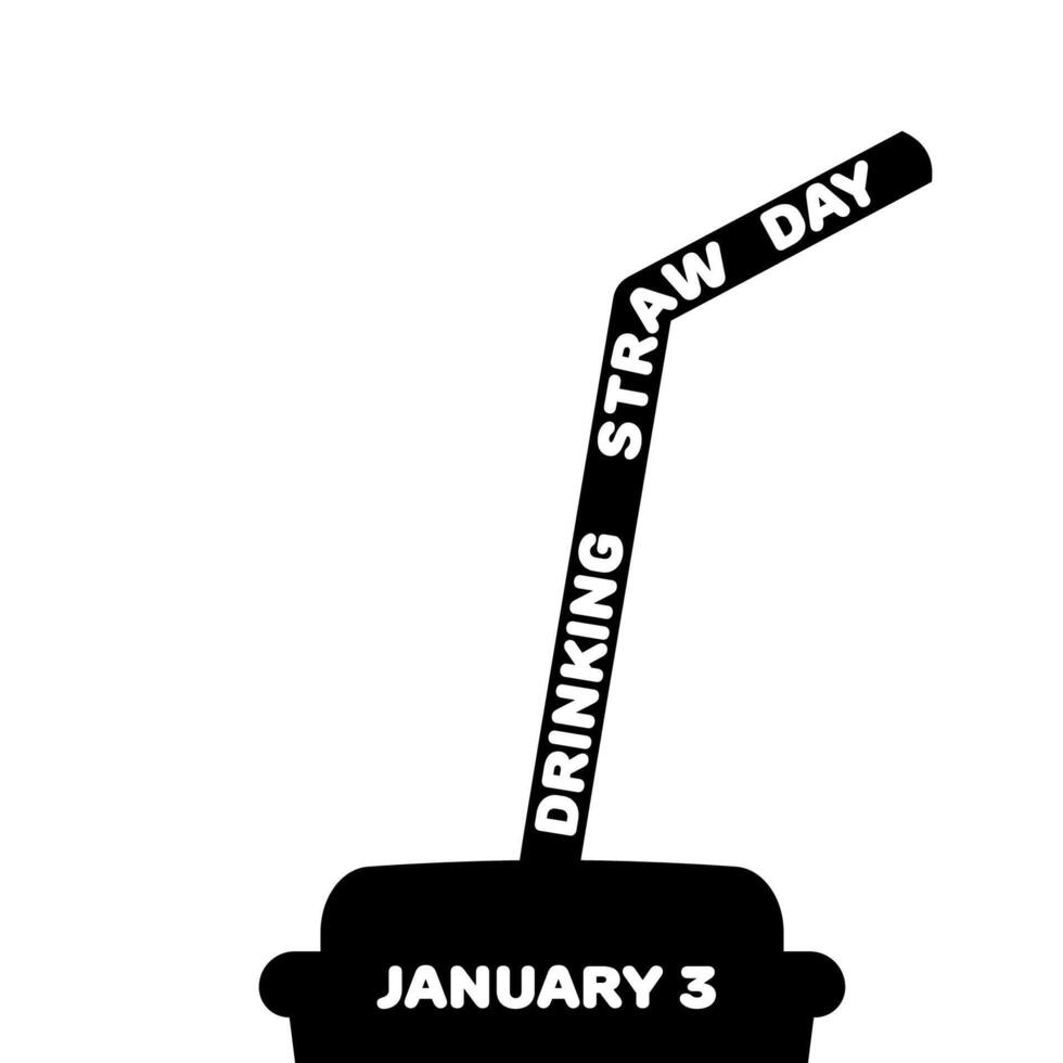 National drinking straw day banner. January 3. Black design poster vector