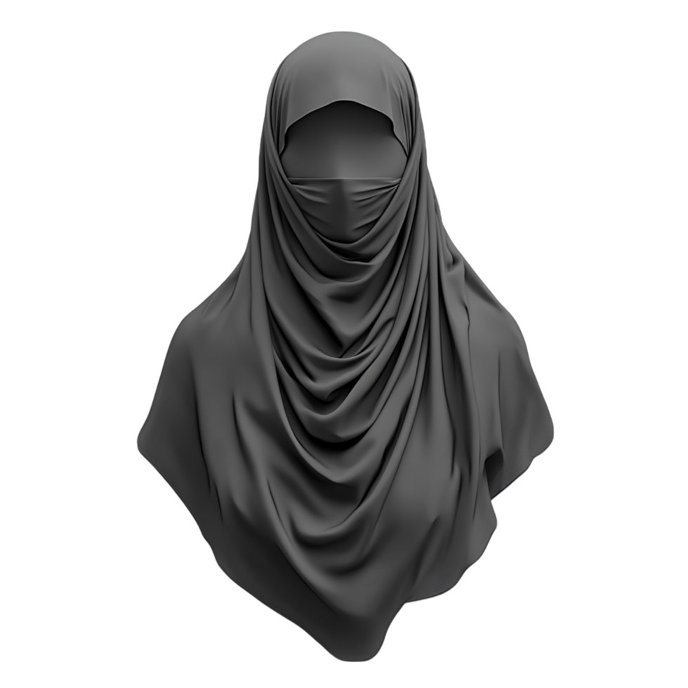 Elegant Gray Hijab Draped in Soft Fabric png