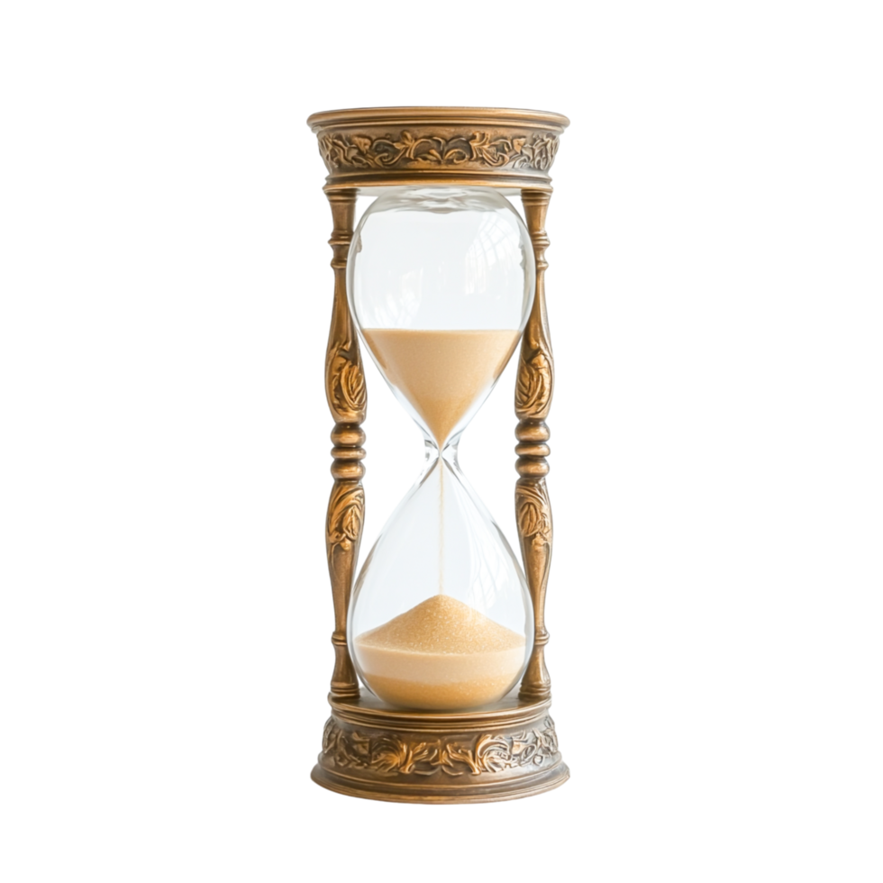 Jahrgang Sanduhr mit golden Sand im elegant Design png