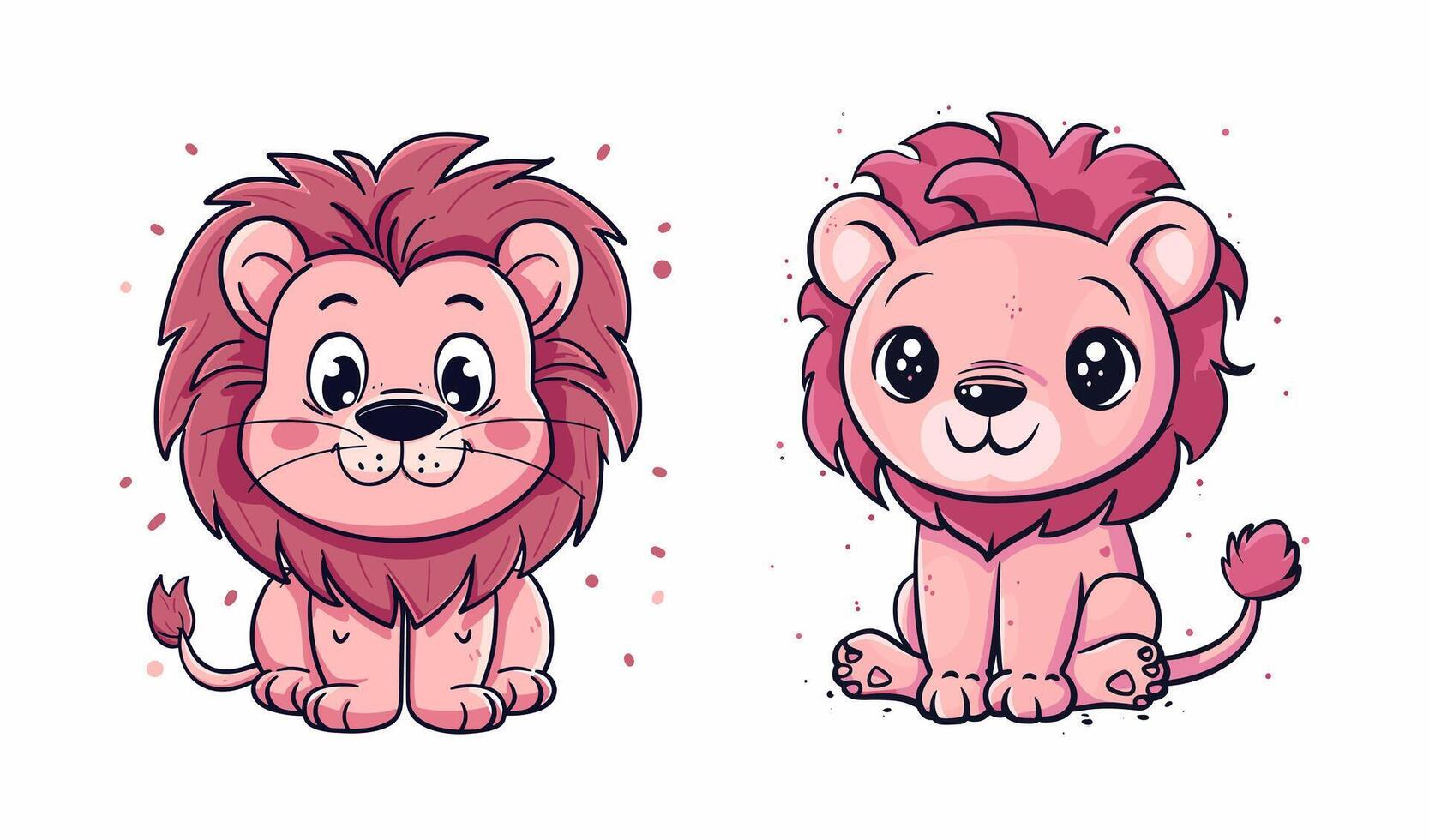 pink lion cute illustration vector