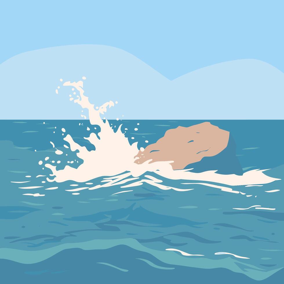 small rock in the middle of the sea vector