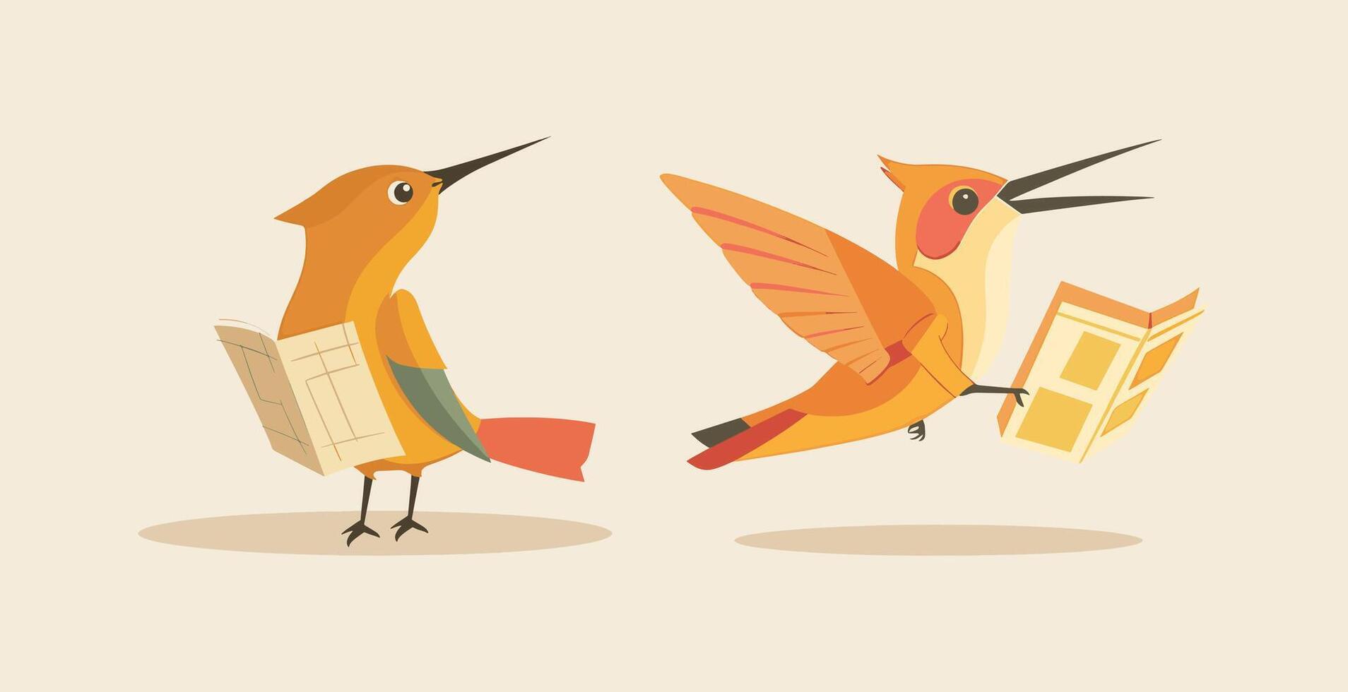 Hummingbird holding a map vector