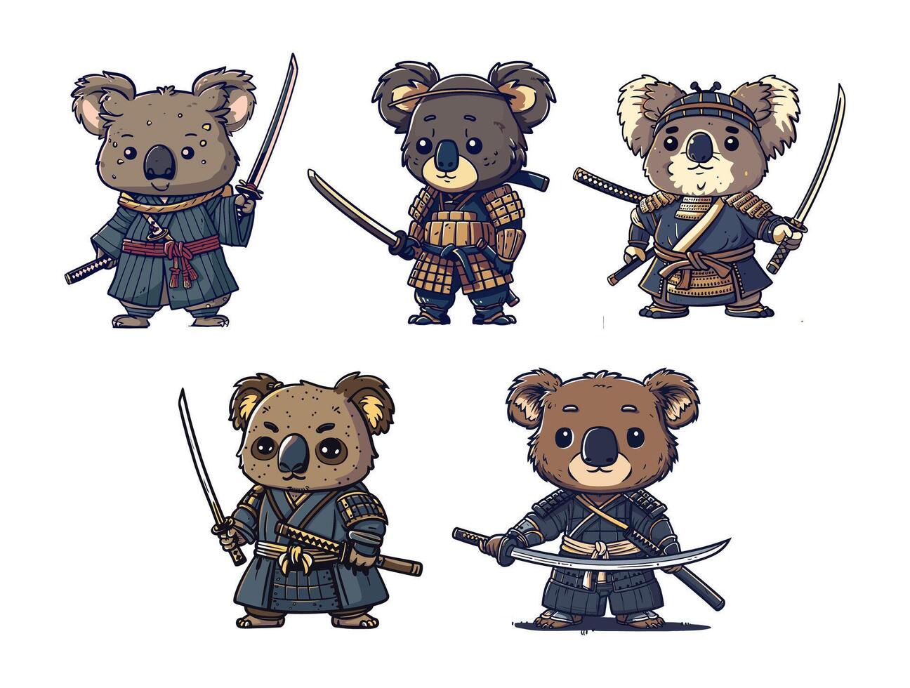 Koala samurai illustration vector