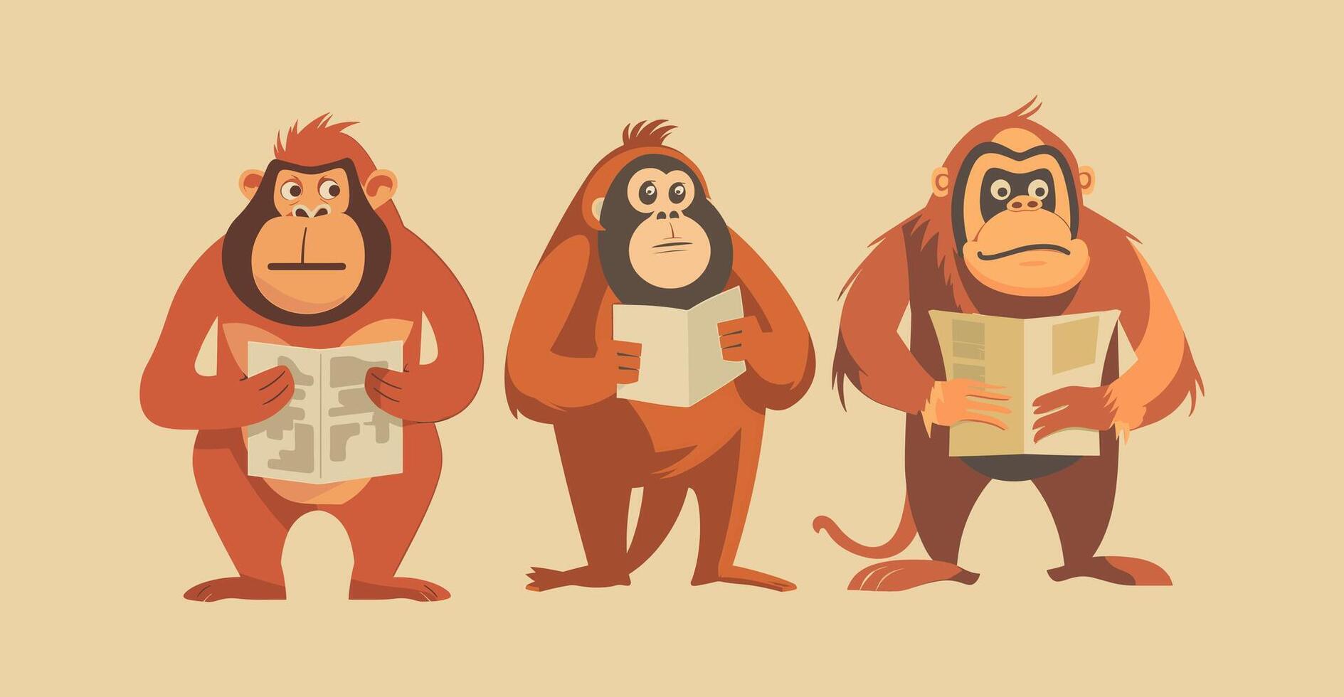 Orangutan holding a map vector
