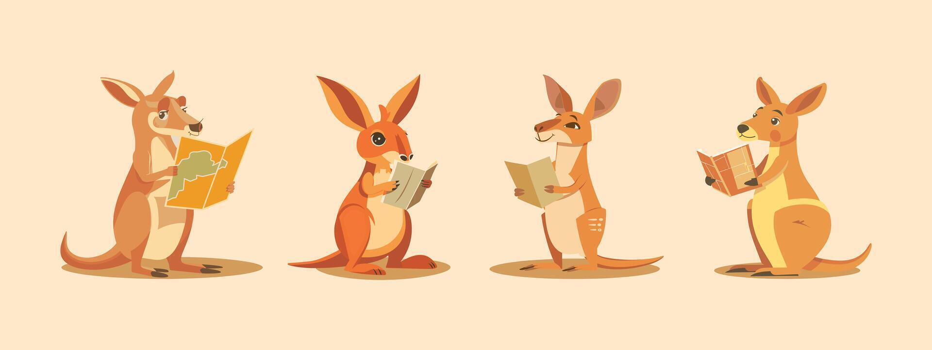 Kangaroo holding a map vector