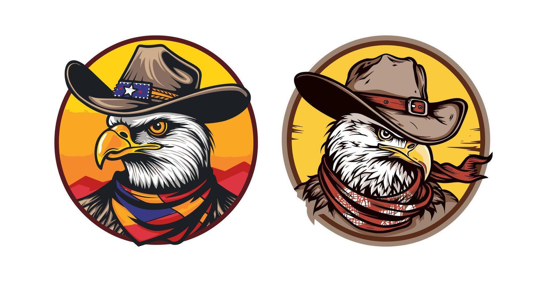 eagle wearing a cowboy hat vector