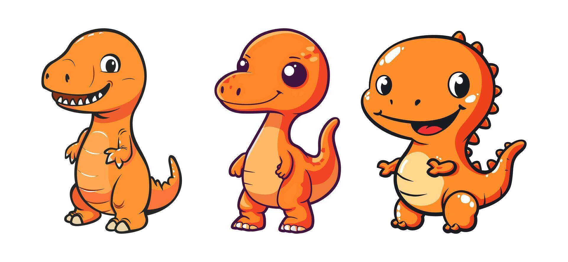 Cute orange dinosaur mascot vector