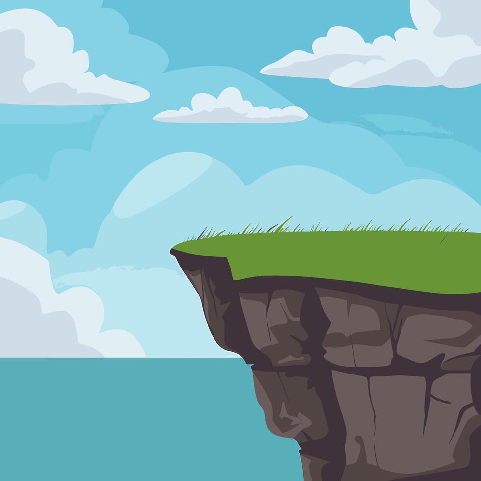 illustration of the edge of an ocean cliff vector
