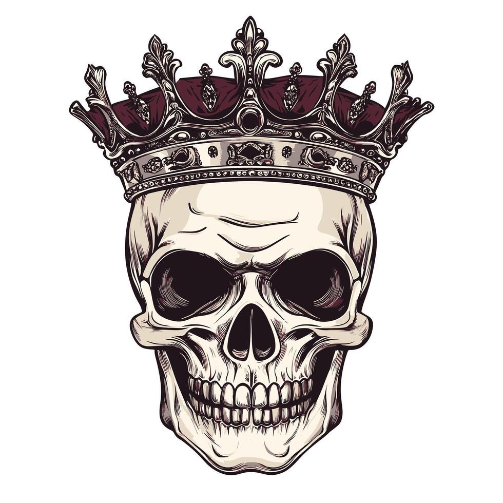 Skull with crown illustration vector