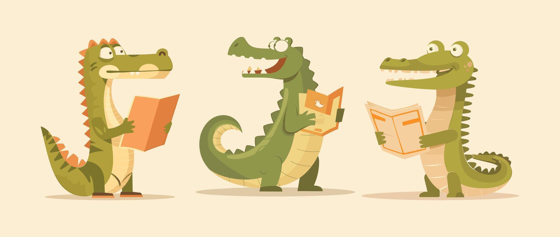 Crocodile holding a map vector