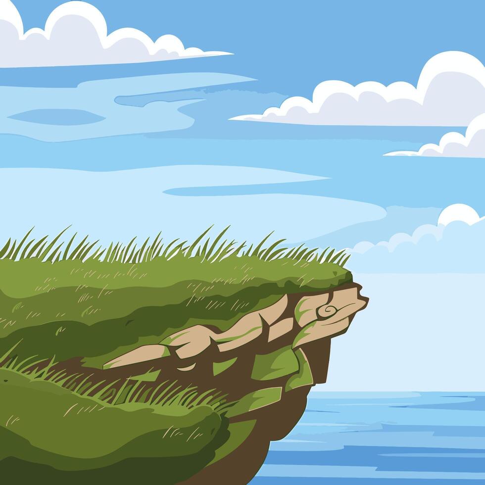 illustration of the edge of an ocean cliff vector