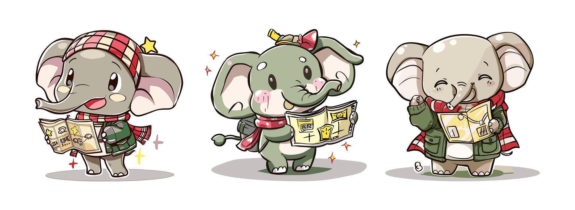 Elephant holding a map vector
