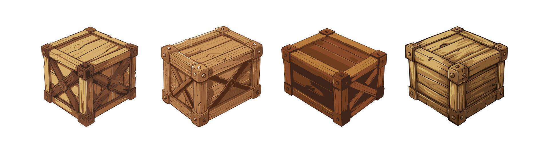cartoon wooden crate vector