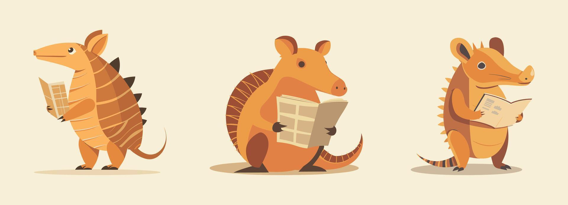 Armadillo holding a map vector