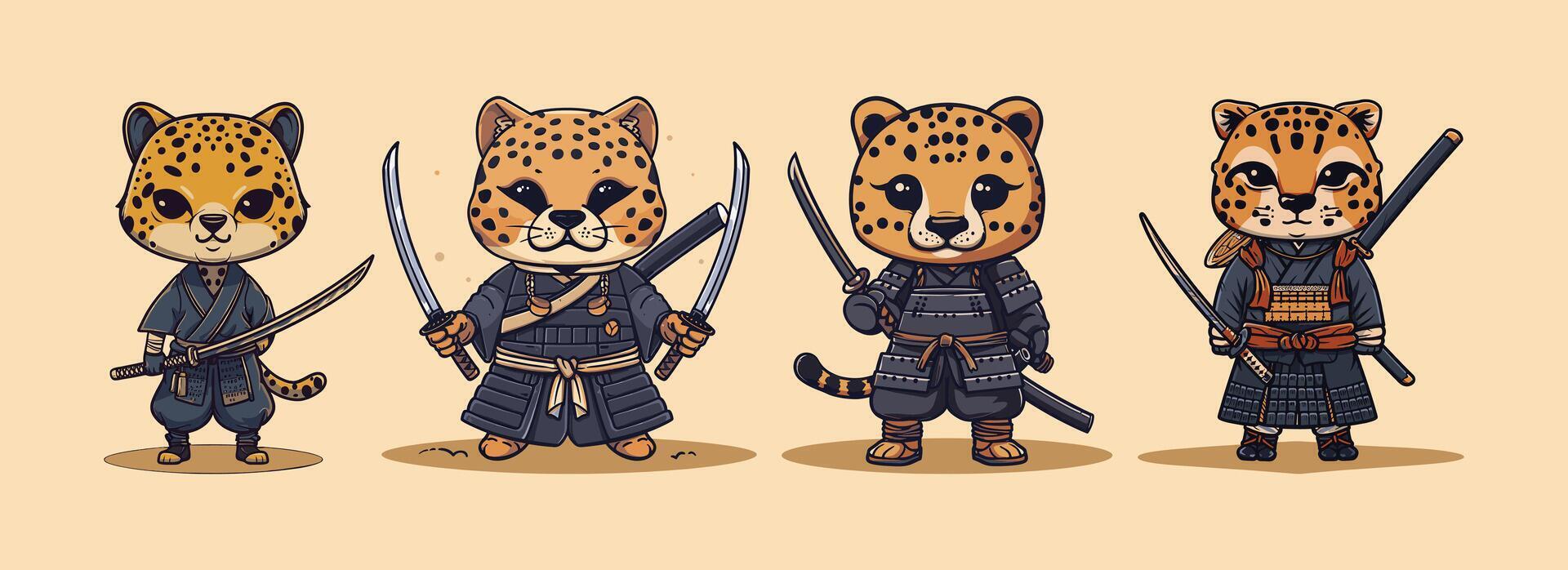 Cheetah samurai illustration vector
