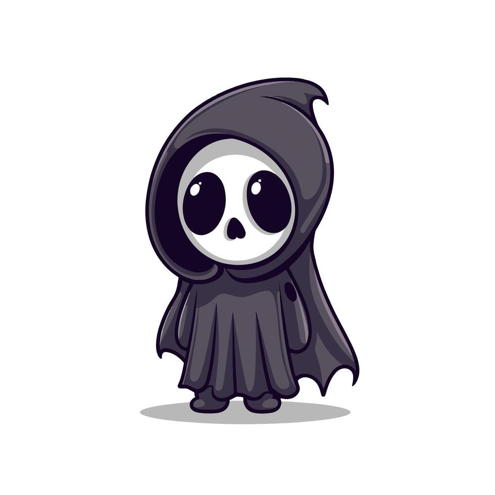 cute cartoon grim reaper vector