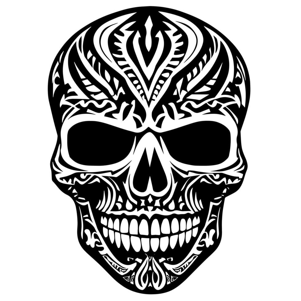 A skull with tribal patterns on it vector