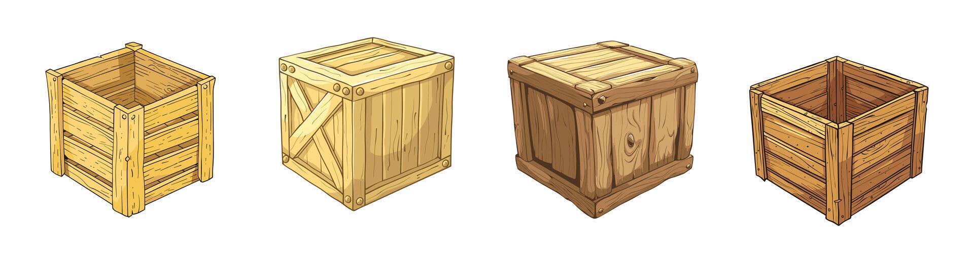 simple flat wooden crate vector