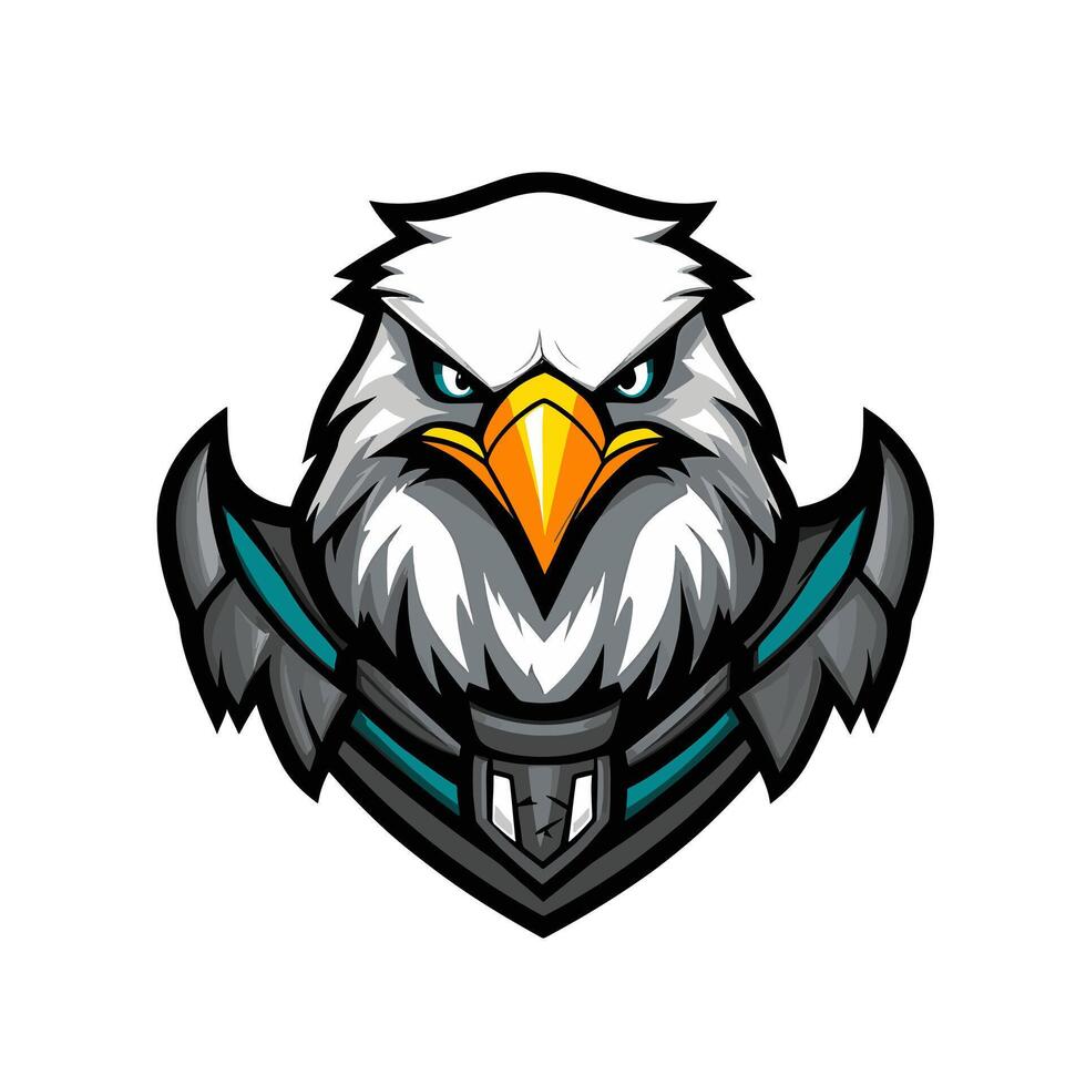 An eagle mascot head with a black and blue background vector