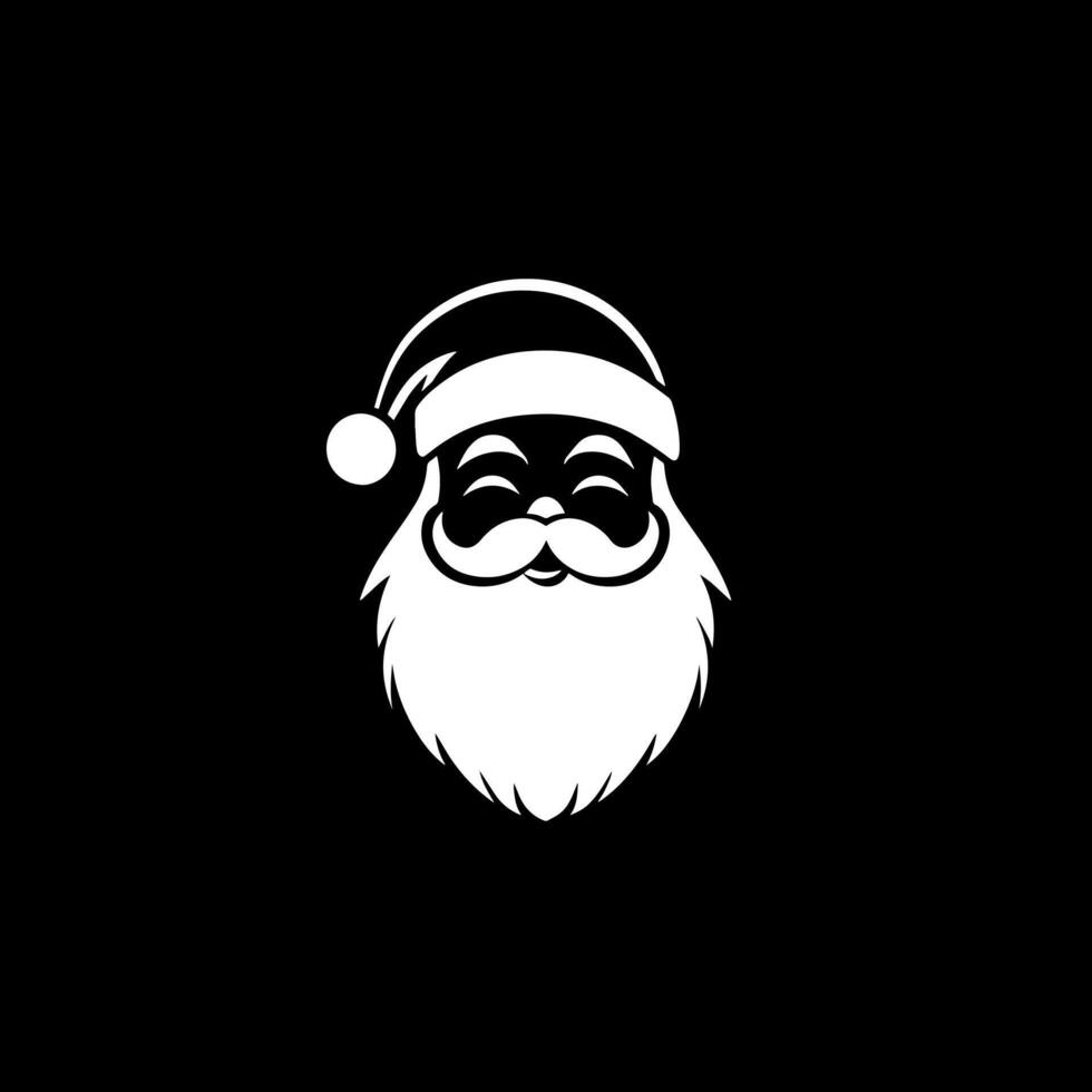 A santa claus face on a black background vector