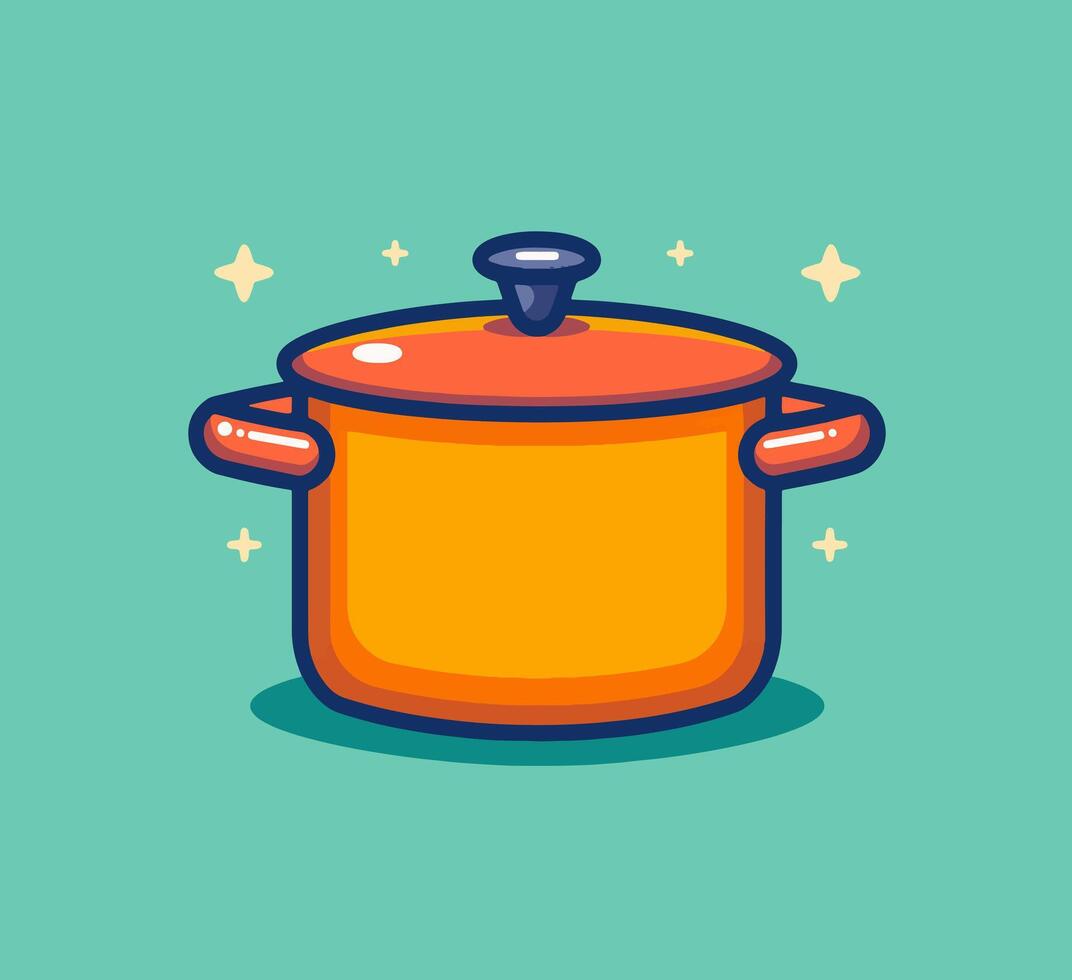 An orange pot with a lid on a blue background vector