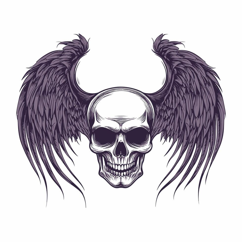 Skull with wings and horns vector