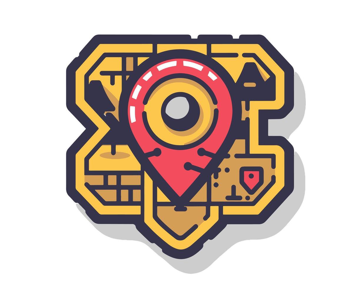 A map pin with a red and yellow background vector