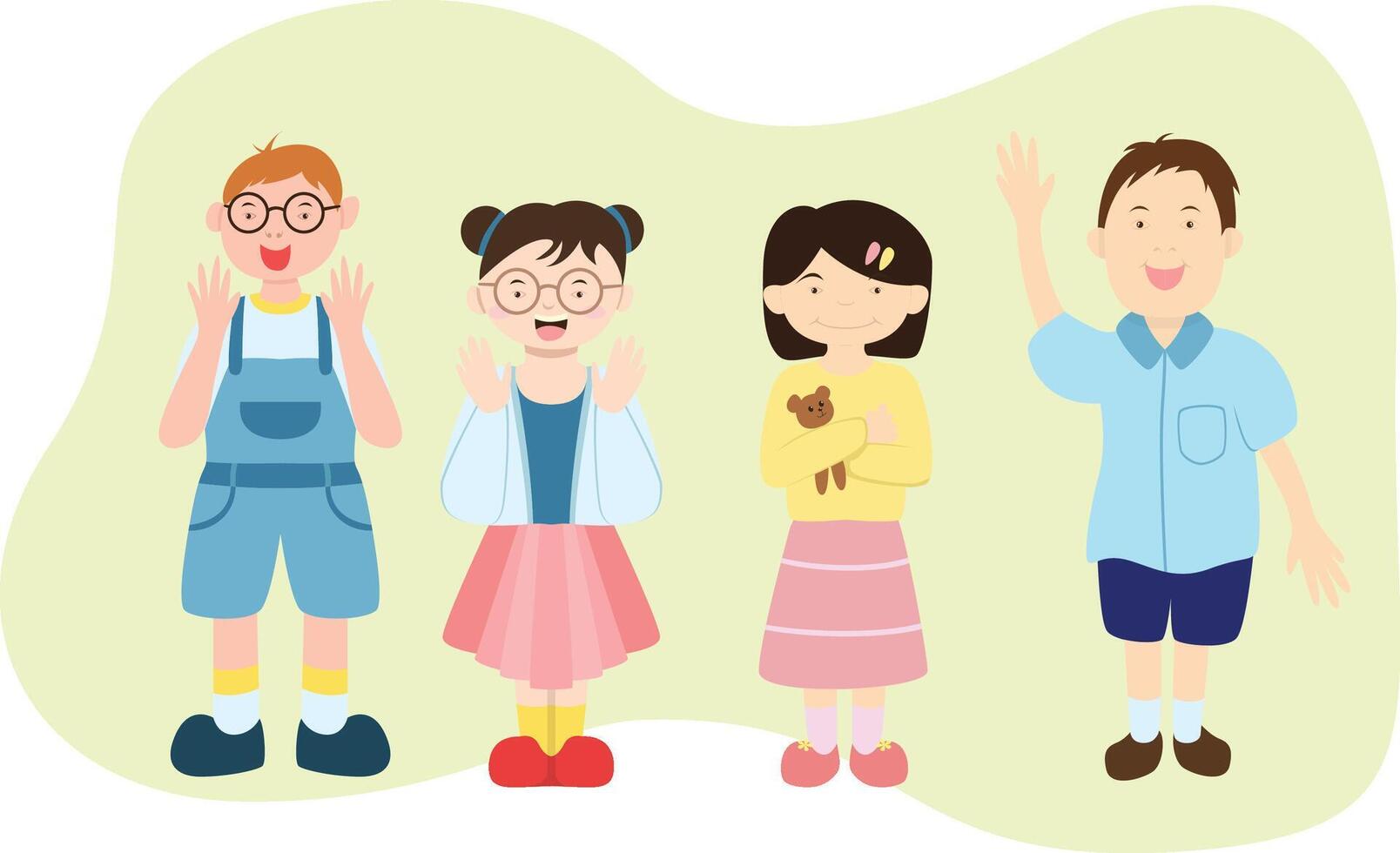 Four down syndrome children vector